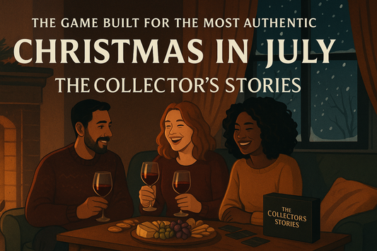 Friends gathered on a couch playing The Collector's Stories, an immersive audio game designed for deeper connection at Christmas in July