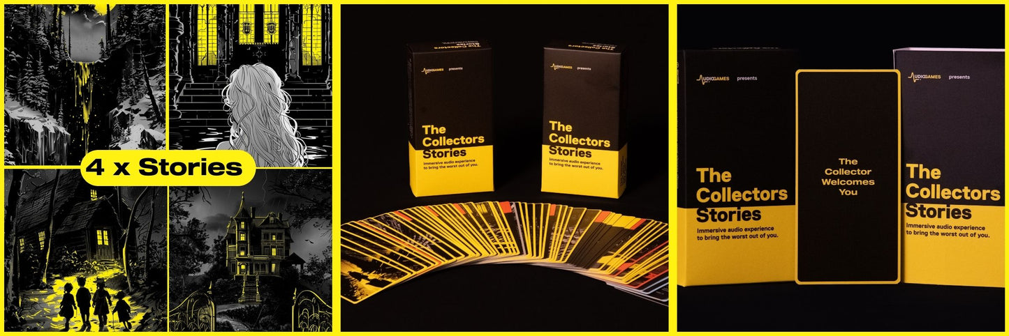 The Collector’s Stories immersive game for adults - Cards, immersive audio, and packaging from The Collector’s Stories experience