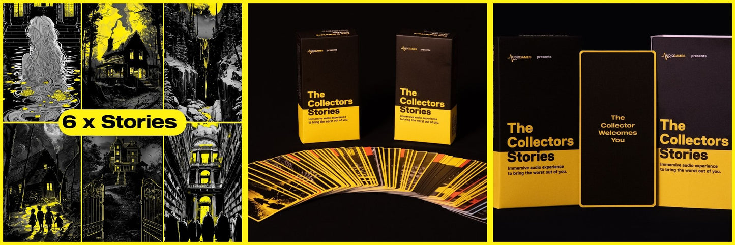 The Collector’s Stories immersive game for adults - Cards, immersive audio, and packaging from The Collector’s Stories experience