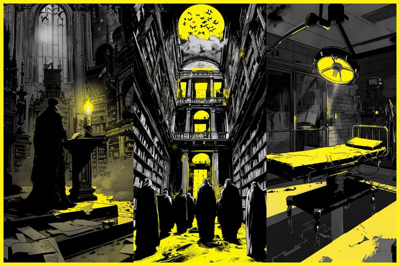 Gothic-style visual used as a mood-setter before gameplay — evoking tone and emotional depth.