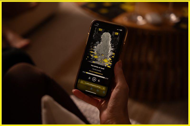 Mobile screen showing QR code access to The Collector’s Stories — the start of an immersive audio-led experience.